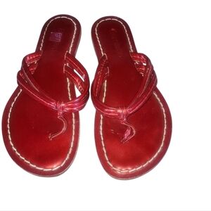 Bernando Miami Red Elegant Women's Patent Leather Thong Sandals Sz 11M